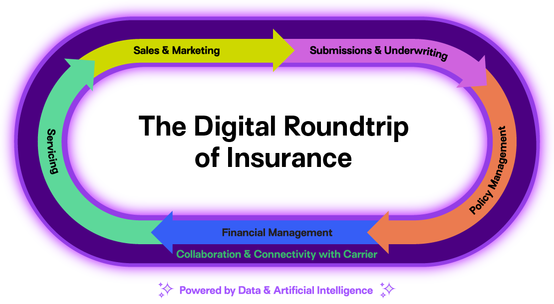 Digital Roundtrip of insurance infographic
